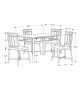 61.5" X 73.5" X 101" Black Metal Foam Polyurethane Leather Look Polyes  5Pcs Dining Set