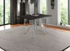 32" Dark Brown And Silver Metal Dining Table