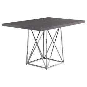 36" Gray And Silver Metal Pedestal Base Dining Table