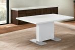 59" White And Gray Metal Pedestal Base Dining Table