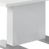 59" White And Gray Metal Pedestal Base Dining Table