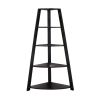 60" Black Wood Corner Bookcase