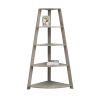 60" Taupe Wood Four Tier Corner Bookcase