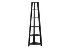 71" Espresso Wood Five Tier Corner Bookcase