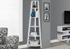 71" White Wood Corner Bookcase