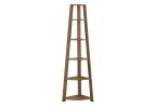 71" Walnut Wood Corner Bookcase