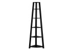 71" Black Wood Corner Bookcase