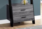 69" Gray and Black Wood Ladder Bookcase With Two drawers