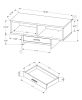 42" Black And Gray Coffee Table With Drawer And Two Shelves