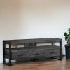 21.75" Black Particle Board Hollow Core & Black Metal TV Stand With 3 Drawers