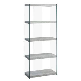59" Brown Wood Four Tier Etagere Bookcase