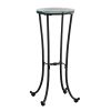 29" Black And Clear Glass Round End Table