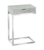 10.25" X 15.75" X 24.5" Grey Finish And Laminated Metal Accent Table