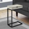 10.25" X 15.75" X 24.5" Grey Finish Drawer And Black Metal Accent Table