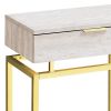 23" Gold And Beige End Table With Drawer