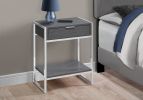 24" Silver And Grey End Table With Drawer And Shelf
