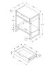 24" Silver And Grey End Table With Drawer And Shelf