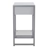 22" White Glass End Table With Drawer And Shelf