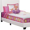 Solid Wood Twin White Upholstered Faux Leather Bed