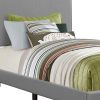 Solid Wood Twin Gray Upholstered Faux Leather Bed