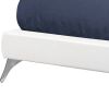 Solid Wood Twin Tufted White Upholstered Linen Bed