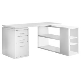 47" White Solid Manufactured Wood L Shape Computer Desk With Three Drawers
