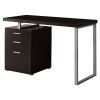 24" Brown and Gray Solid Manufactured Wood Computer Desk With Three Drawers