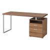 24" Brown and Silver Computer Desk With Two Drawers