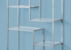 72" Silver Metal And Glass Etagere Bookcase