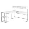 59" White and Silver L Shape Computer Desk
