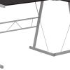 18" Dark Brown and Silver L Shape Computer Desk
