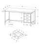 30" Natural and Silver Computer Desk With Three Drawers