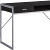 22" Dark Brown and Silver Computer Desk With Two Drawers