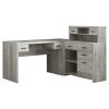 59" Gray L Shape Computer Desk With Eight Drawers