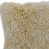 24" Gold Genuine Tibetan Lamb Fur Pillow With Microsuede Backing
