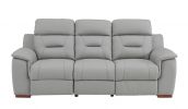90" Gray Faux Leather Sofa With Brown Legs