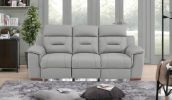 90" Gray Faux Leather Sofa With Brown Legs