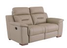 67" Beige And Brown Faux Leather Manual Reclining Love Seat
