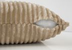 18" X 18" Beige Polyester Ribbed Zippered Pillow