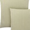 Set Of Two 18" X 18" Green and White Polyester Striped Zippered Pillow