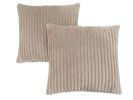 Set Of Two 18" X 18" Ivory Polyester Ribbed Zippered Pillow