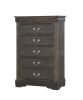 15" Light Brown Solid Wood Five Drawer Lingerie Chest