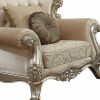39" X 50" X 49" Fabric Champagne Upholstery Wood Legtrim Chair W2 Pillows