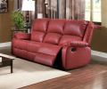 81" Red Faux Leather Reclining Sofa With Black Legs
