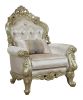 40" White And Pearl Fabric Damask Tufted Chesterfield Chair