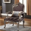 29" X 27" X 43" Velvet Antique Platinum Finish Chair With 1 Pillow