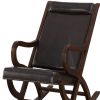Espresso Brown Faux Leather With Walnut Finish Rocking Chair