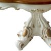 62" Brown And White Free Form Solid Wood Pedestal Base Dining Table