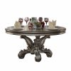 60" Gray Rounded Solid Wood Pedestal Base Dining Table