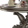 60" Gray Rounded Solid Wood Pedestal Base Dining Table